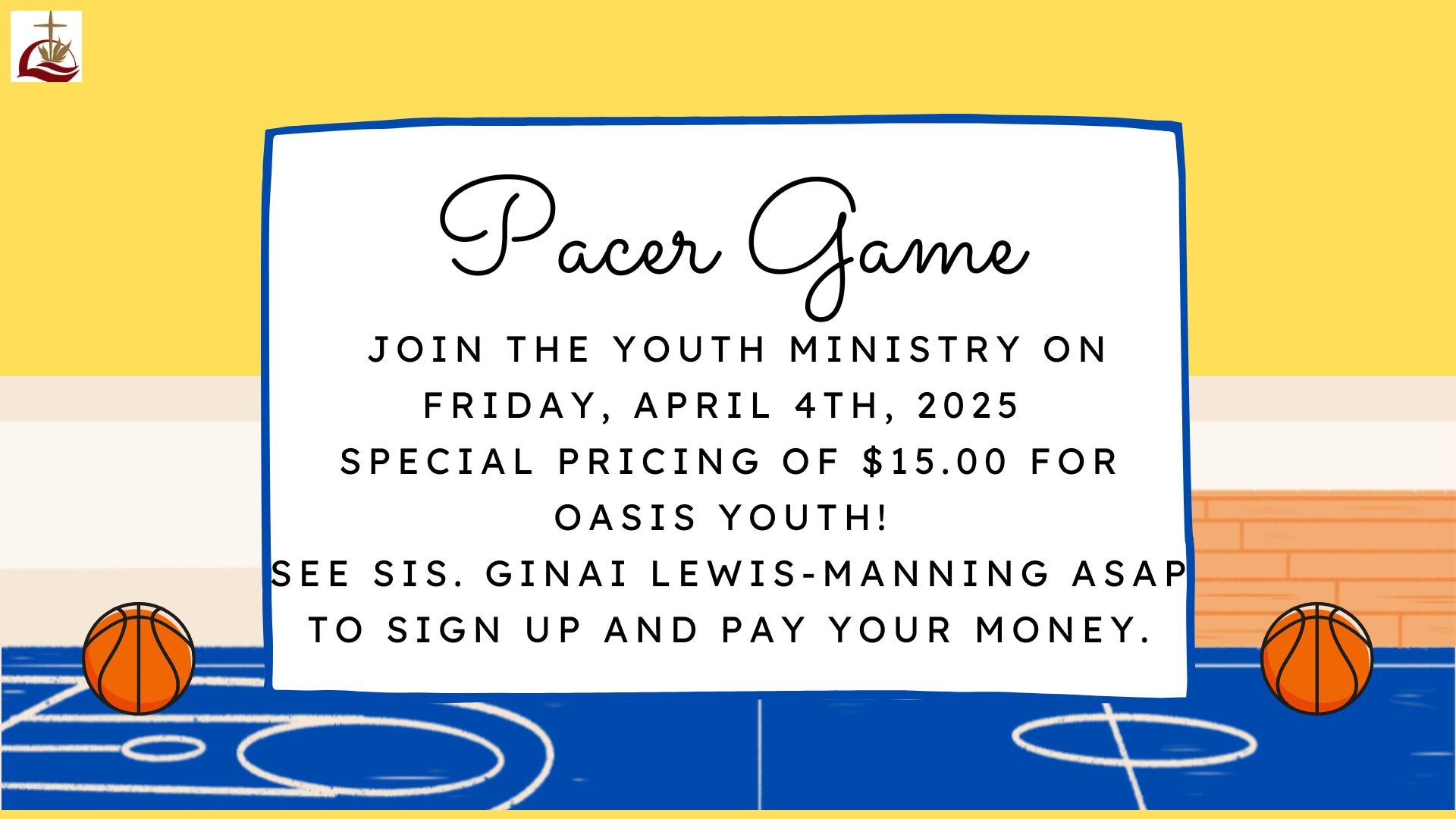 Youth Ministry Pacer Game Outing